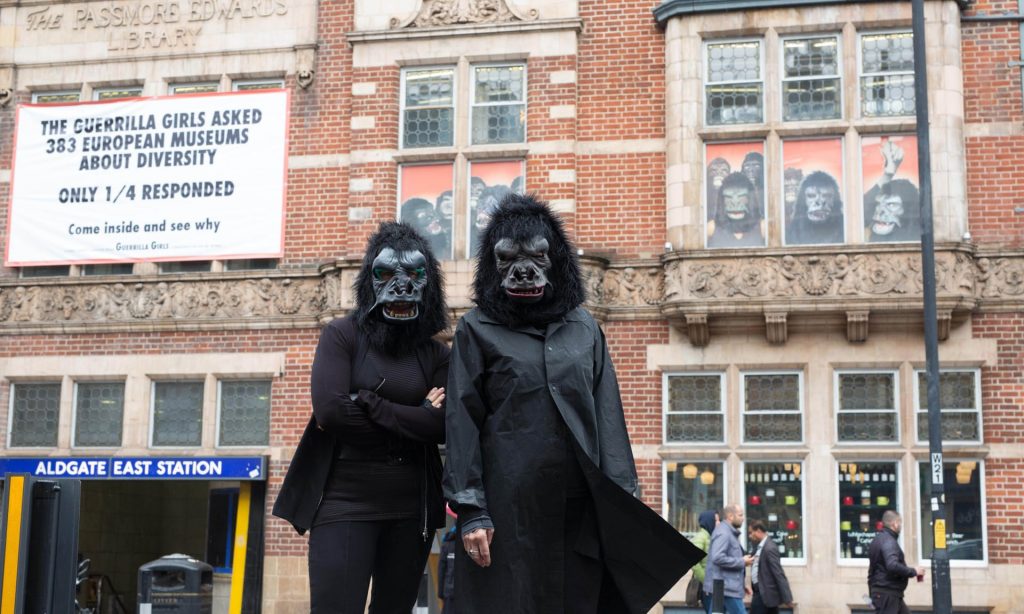  The Guerrilla Girls … fighting back against gender bias in the arts. Photograph: David Parry/PA 